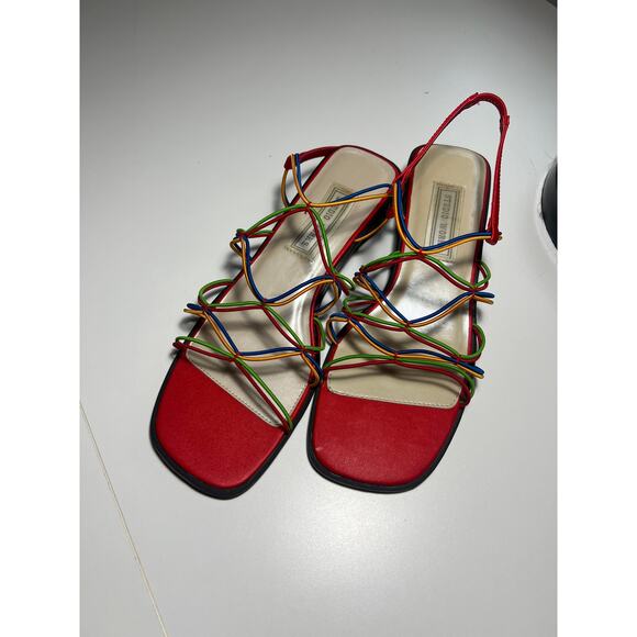 Vintage Studio Works Sandals Colorful, 90s, Heeled, Sling Back, Square - Picture 1 of 8